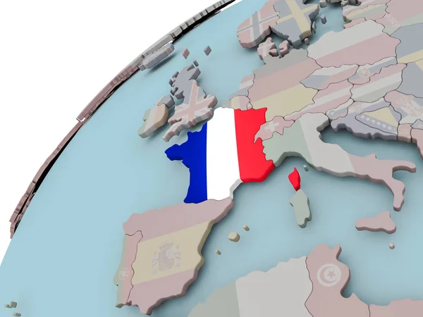 Мапа Франції з прапором — стокове фото