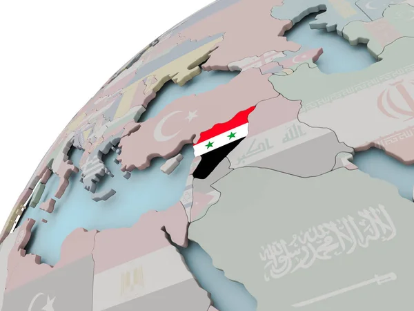 Karte von Syrien mit Fahne — Stockfoto