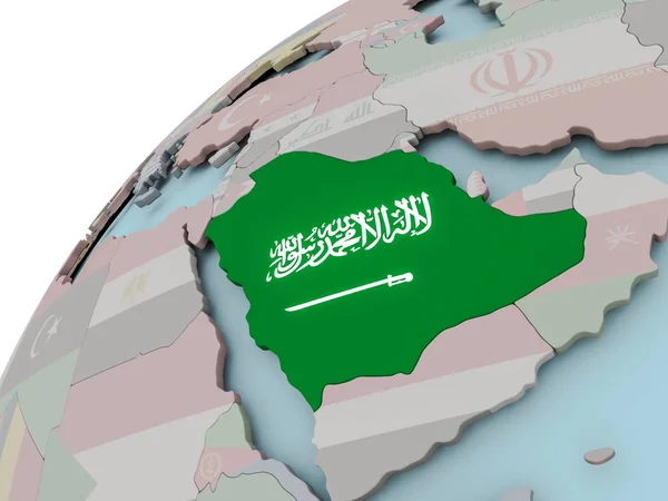 Карта Саудовской Аравии с флагом — стоковое фото