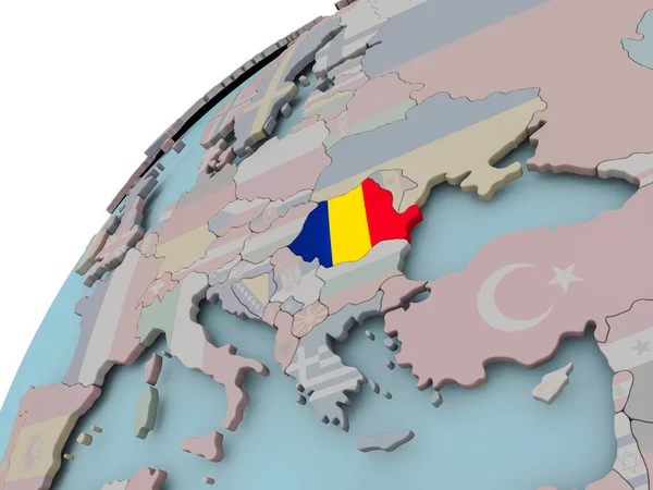 Karta över Rumänien med flagga — Stockfoto