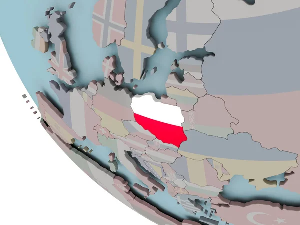 Polonia con bandiera illustrata — Foto Stock