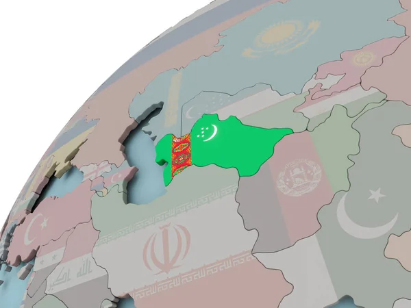 Karte von Turkmenistan mit Flagge — Stockfoto