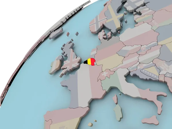 Map of Belgium with flag — Stock Photo, Image