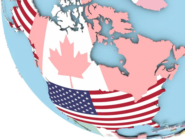 USA z flagą na całym świecie — Zdjęcie stockowe