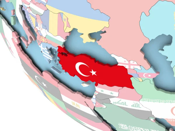 Türkiye Dünya üzerinde bayrak ile