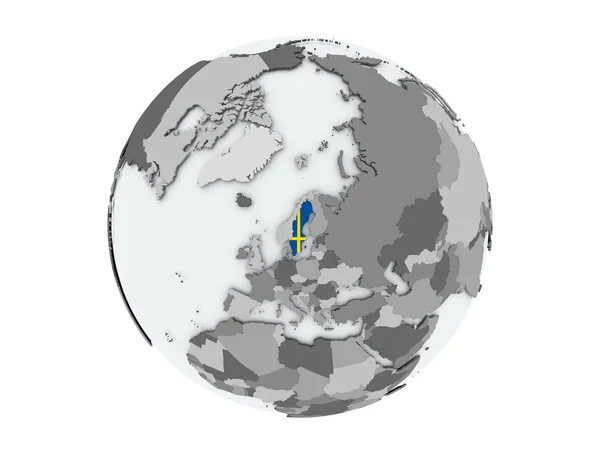 Schweden auf dem Globus isoliert — Stockfoto