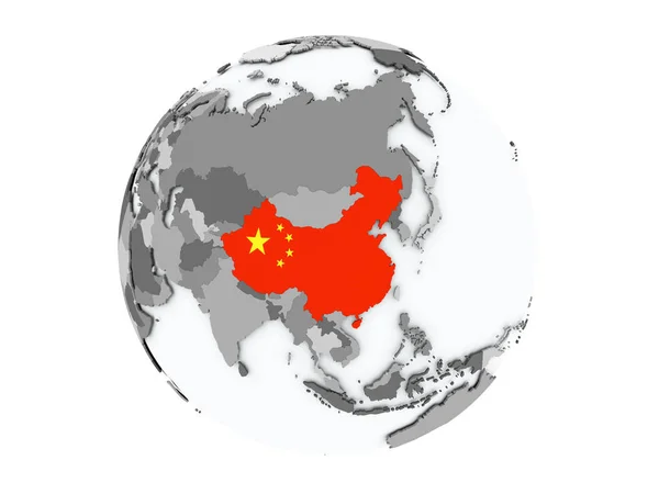 China op wereldbol geïsoleerd — Stockfoto