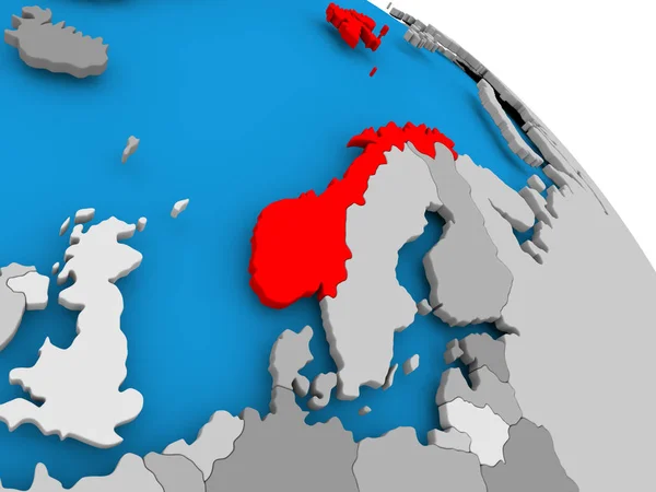 Noruega en rojo en el mapa — Foto de Stock