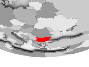 Bulgaristan Haritası gri siyasi dünya üzerinde