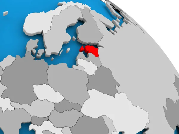 爱沙尼亚在地图上的红色 — 图库照片