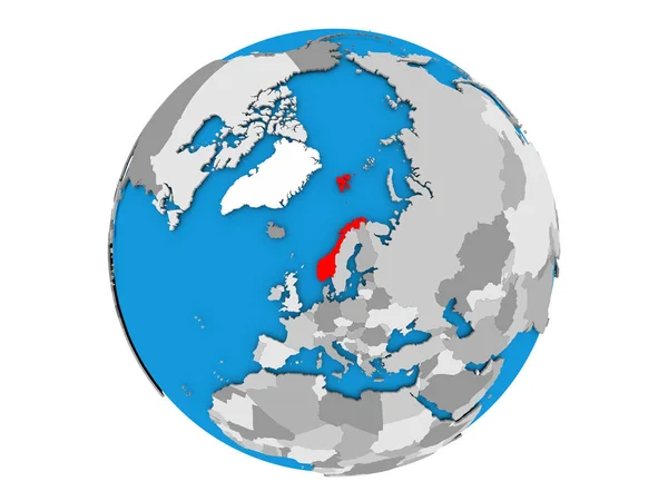Norwegia na całym świecie na białym tle — Zdjęcie stockowe