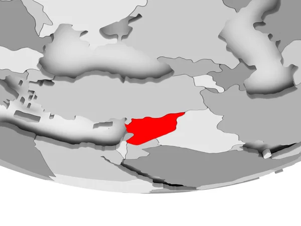 Mapa z Syrii na szary Globus polityczny — Zdjęcie stockowe