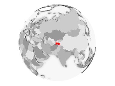 Tacikistan gri Globe izole