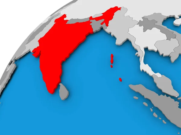 Mapa Indii w kolorze czerwonym — Zdjęcie stockowe