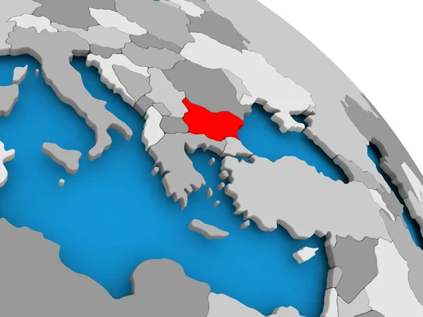 Bulgarien i rött på karta — Stockfoto