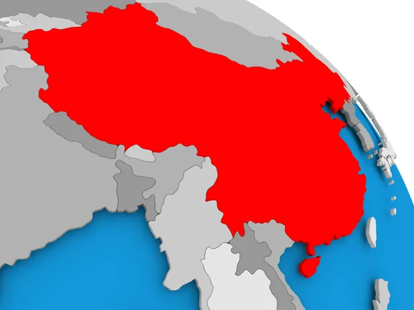 Cina in rosso sulla mappa — Foto Stock