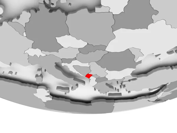 Mapa Černé hory na šedé politické globe — Stock fotografie