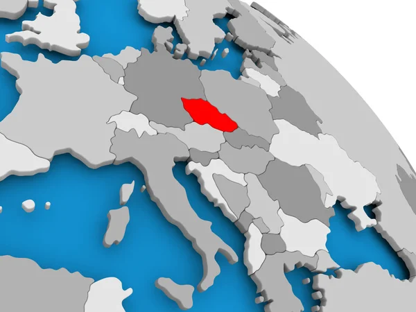 Tschechische Republik in rot auf der Karte — Stockfoto
