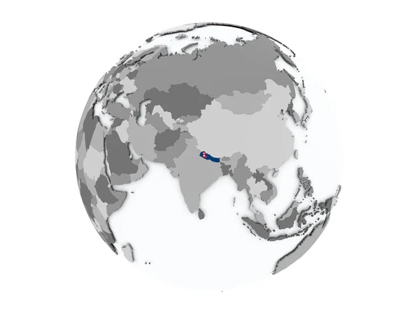 Nepal på globe isolerade — Stockfoto
