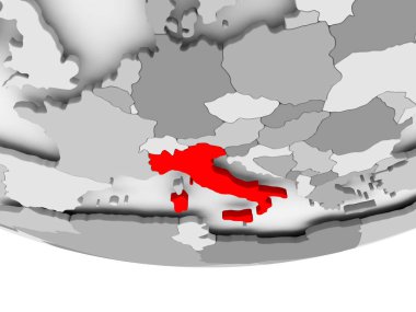 İtalya Haritası gri siyasi dünya üzerinde