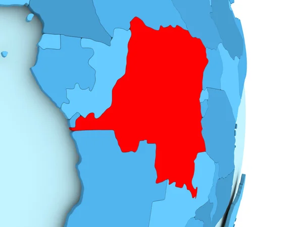 Mapa z demokratické republiky Kongo v červené barvě — Stock fotografie