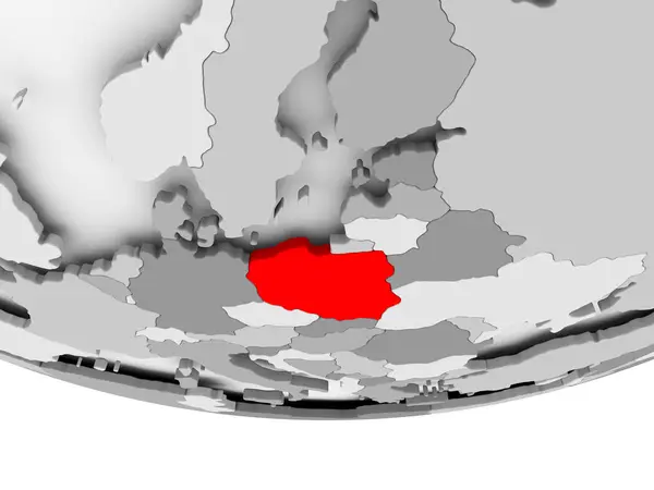 Χάρτης Πολωνίας γκρι πολιτικό πλανήτη — Φωτογραφία Αρχείου