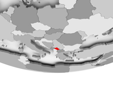 Kosova Haritası gri siyasi dünya üzerinde