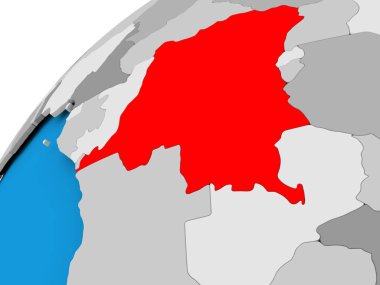 Demokratik Kongo Cumhuriyeti haritası kırmızı