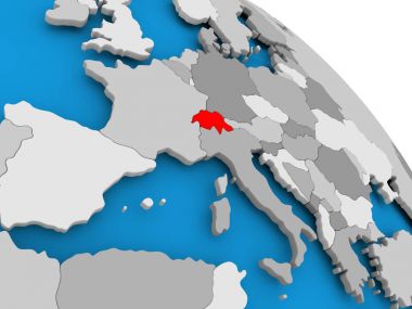 İsviçre haritada kırmızı '