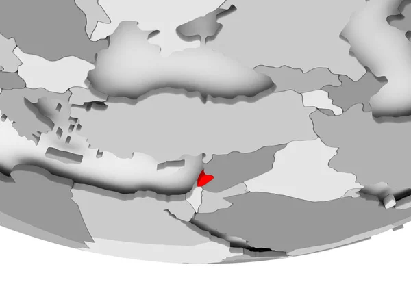 Kaart van Libanon op grijs politieke wereldbol — Stockfoto