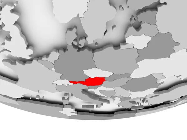 Mapa Austrii na szary Globus polityczny — Zdjęcie stockowe