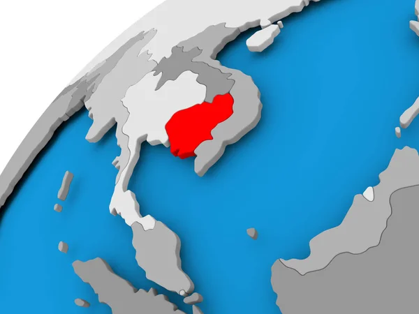 Mapa Kambodzy w kolorze czerwonym — Zdjęcie stockowe