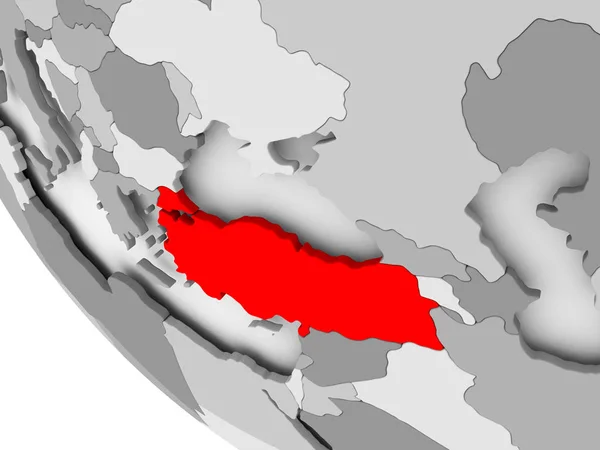 Kaart van Turkije in het rood — Stockfoto