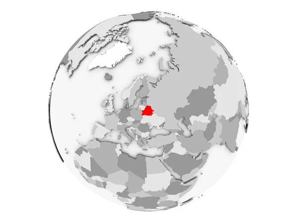 Belarus on grey globe isolated — Stock Photo, Image