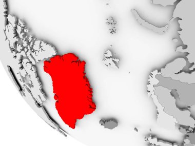 Grönland Haritası kırmızı