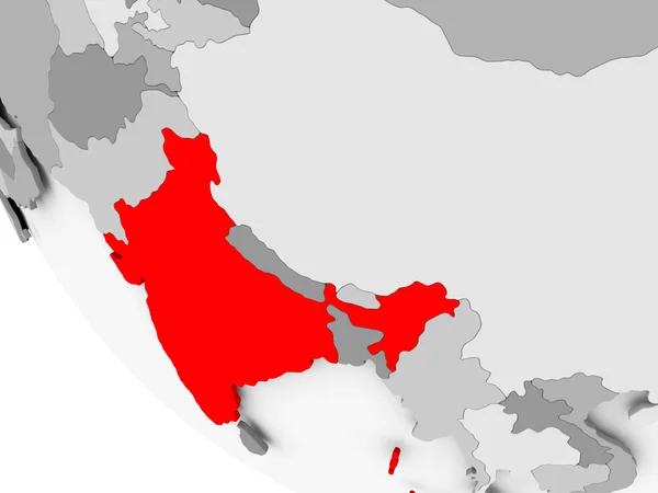 Mapa Indii w kolorze czerwonym — Zdjęcie stockowe