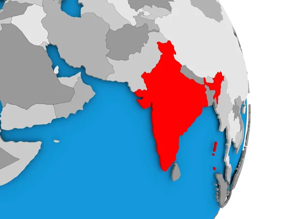 Индия на глобусе — стоковое фото