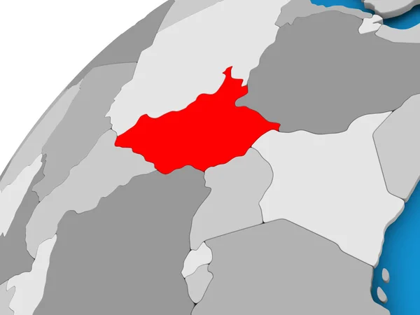 Kaart van Zuid-Soedan in het rood — Stockfoto