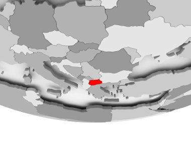 Makedonya Haritası gri siyasi dünya üzerinde