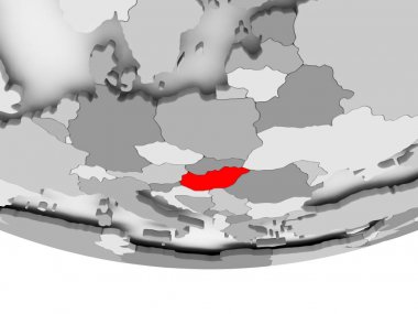 Macaristan haritası gri siyasi dünya üzerinde