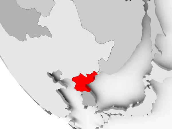 Mapa Severní Koreje v červené barvě — Stock fotografie
