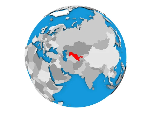 Uzbekistan isolato sul globo — Foto Stock
