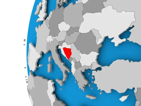 Mappa della Bosnia-Erzegovina sul globo politico — Foto Stock