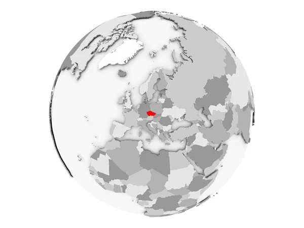 Czechy na szary glob na białym tle — Zdjęcie stockowe