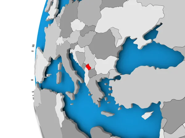 Kaart van Kosovo op politieke wereldbol — Stockfoto