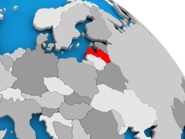 Haritada kırmızı Letonya