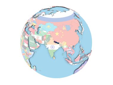 Nepal izole küre üzerinde