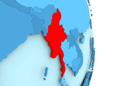 Myanmar Haritası kırmızı