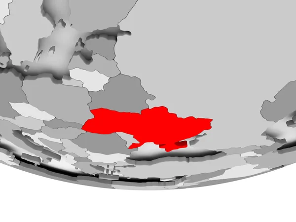Map of Ukraine on grey political globe — Stock Photo, Image