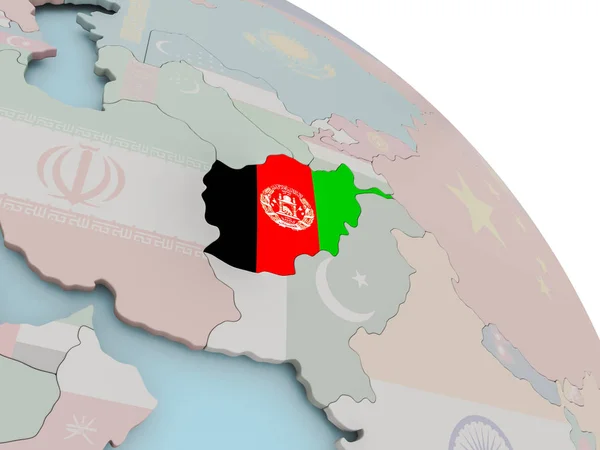 Karte von Afghanistan mit Flagge — Stockfoto